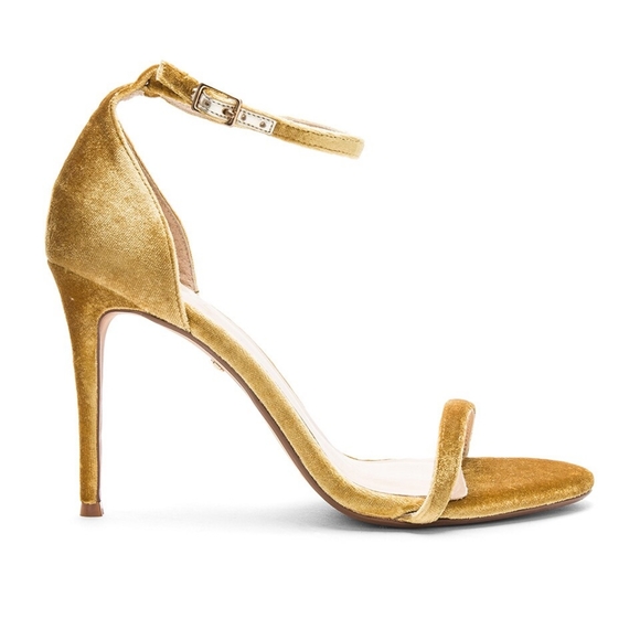Revolve RAYE Heels Gold Velvet Blake Heels Size 9 - Picture 2 of 16